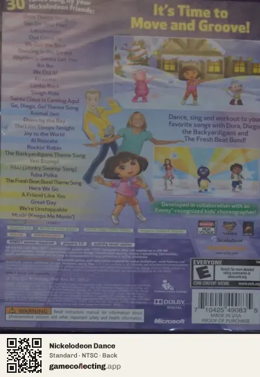 Nickelodeon Dance Xbox 360, NTSC box back