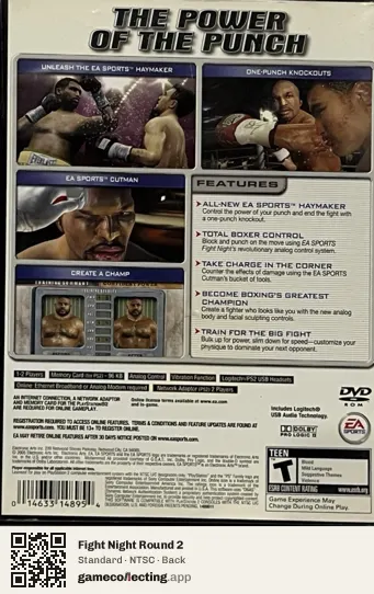 Fight Night Round 2 PlayStation 2, NTSC box back