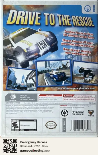 Emergency Heroes Nintendo Wii, NTSC box back