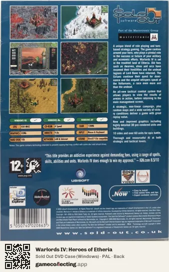 Warlords IV: Heroes of Etheria Computer, PAL box back