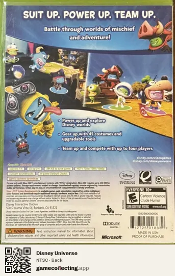 Disney Universe Xbox 360, NTSC box back