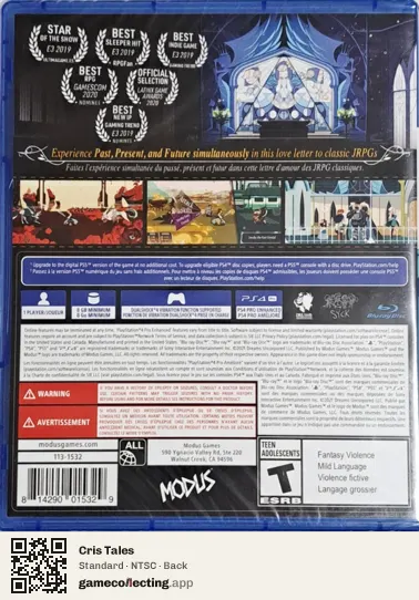 Cris Tales PlayStation 4, NTSC box back