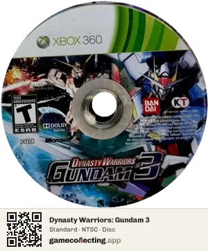 Dynasty Warriors: Gundam 3 Xbox 360, NTSC disc