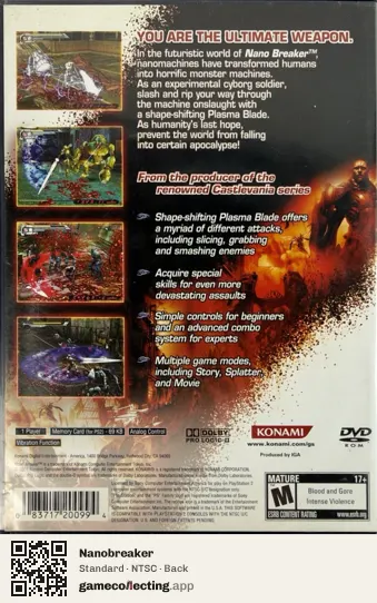 Nanobreaker PlayStation 2, NTSC box back