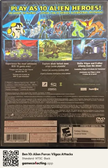 Ben 10: Alien Force: Vilgax Attacks PlayStation 2, NTSC box back