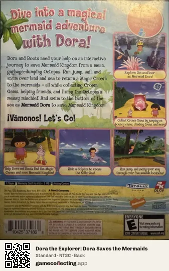 Dora the Explorer: Dora Saves the Mermaids PlayStation 2, NTSC box back