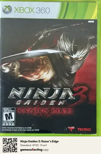 Ninja Gaiden 3: Razor's Edge Xbox 360, NTSC box front