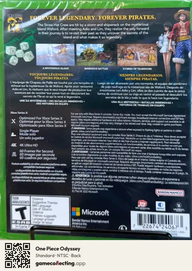 One Piece Odyssey Xbox Series X, NTSC box back