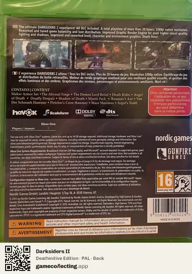 Darksiders II Xbox One, PAL box back