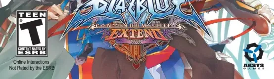 BlazBlue: Continuum Shift Extend, the ESRB box on its front