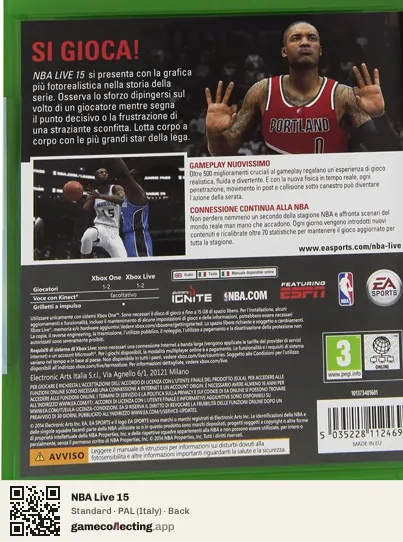 NBA Live 15 Xbox One, Italy box back