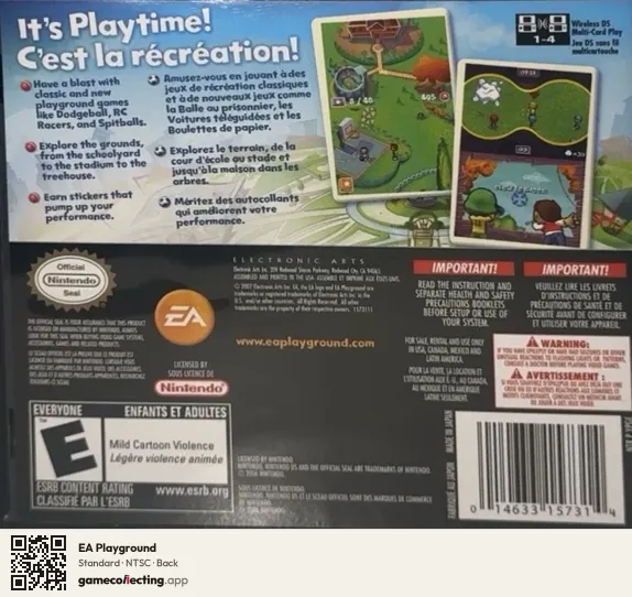 EA Playground Nintendo DS, NTSC box back