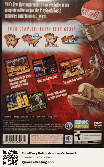 Fatal Fury Battle Archives Volume 1 PlayStation 2, NTSC box back