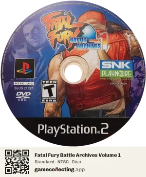 Fatal Fury Battle Archives Volume 1 PlayStation 2, NTSC disc