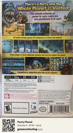 Party Planet Nintendo Switch, NTSC box back