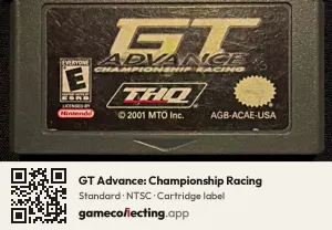 GT Advance: Championship Racing Game Boy Advance, NTSC cartridge label
