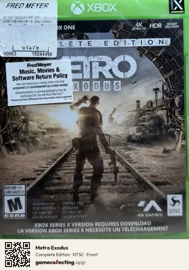 Metro Exodus Xbox Series X, NTSC box front