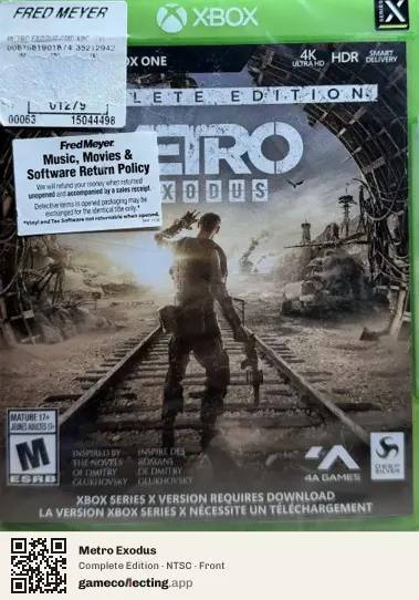 Metro Exodus Xbox Series X, NTSC box front