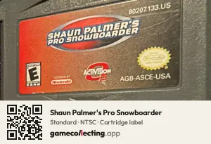 Shaun Palmer's Pro Snowboarder Game Boy Advance, NTSC cartridge label
