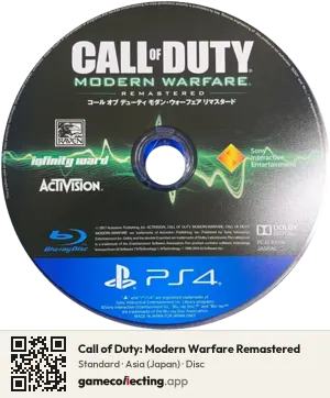Call of Duty: Modern Warfare Remastered PlayStation 4, Asia disc