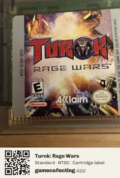 Turok: Rage Wars Game Boy Color, NTSC cartridge label