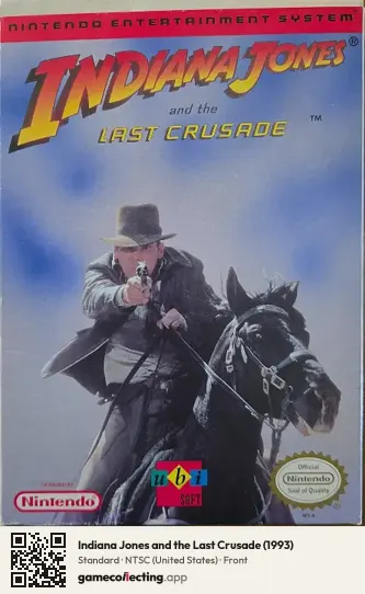 Indiana Jones and the Last Crusade (1993) Nintendo Entertainment System, NTSC box front