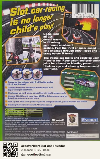 Grooverider: Slot Car Thunder Xbox, NTSC box back