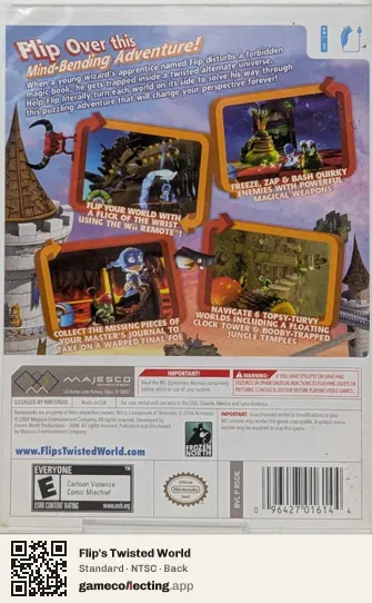 Flip's Twisted World Nintendo Wii, NTSC box back