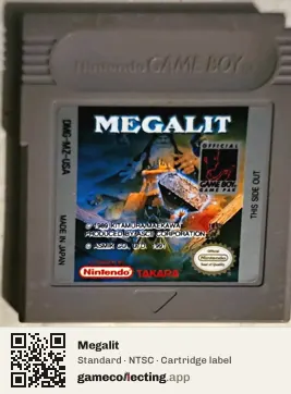 Megalit Game Boy, NTSC cartridge label