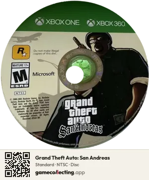 Grand Theft Auto: San Andreas Xbox 360, NTSC disc