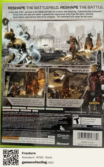 Fracture Xbox 360, NTSC box back