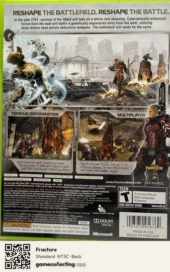 Fracture Xbox 360, NTSC box back
