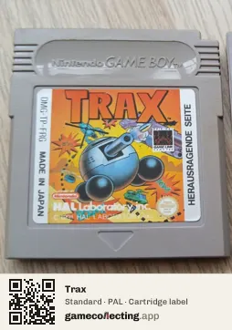 Trax Game Boy, PAL cartridge label