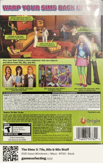 The Sims 3: 70s, 80s & 90s Stuff Computer, NTSC box back