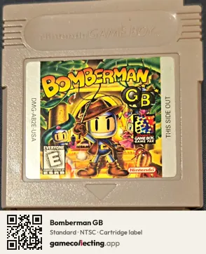 Bomberman GB Game Boy, NTSC cartridge label