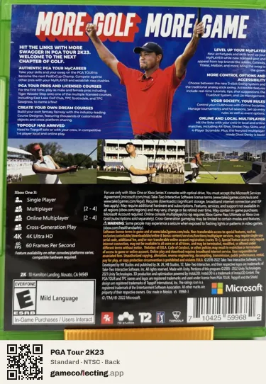 PGA Tour 2K23 Xbox One, NTSC box back