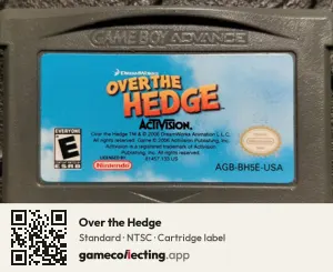 Over the Hedge Game Boy Advance, NTSC cartridge label