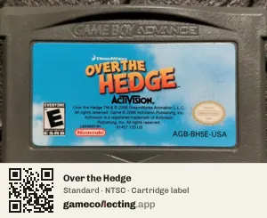 Over the Hedge Game Boy Advance, NTSC cartridge label
