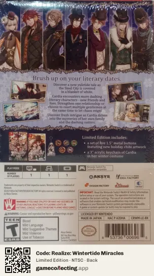 Code: Realize: Wintertide Miracles Nintendo Switch, NTSC box back