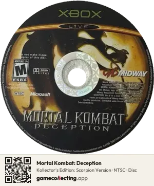 Mortal Kombat: Deception Xbox, NTSC disc