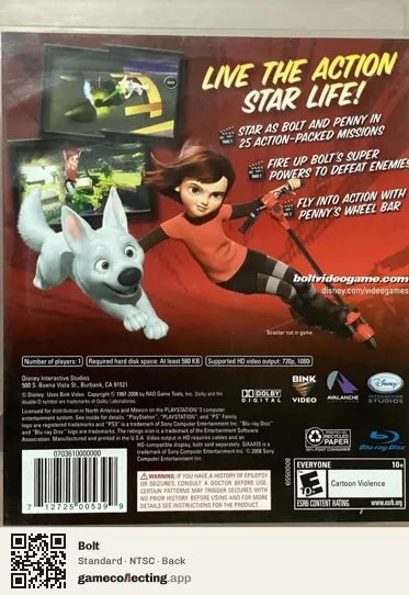 Bolt PlayStation 3, NTSC box back