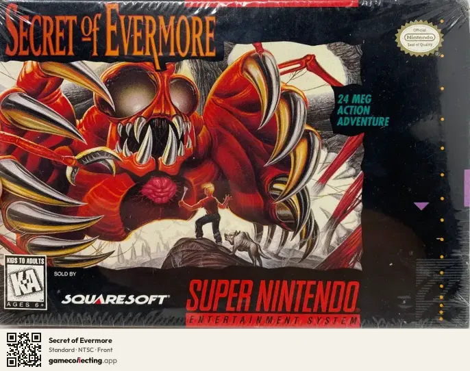 Secret of Evermore Super Nintendo Entertainment System, NTSC box front
