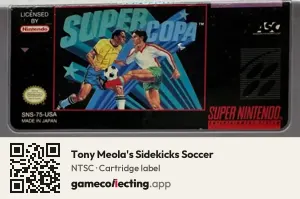 Tony Meola's Sidekicks Soccer Super Nintendo Entertainment System, NTSC cartridge label