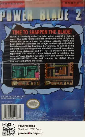 Power Blade 2 Nintendo Entertainment System, NTSC box back