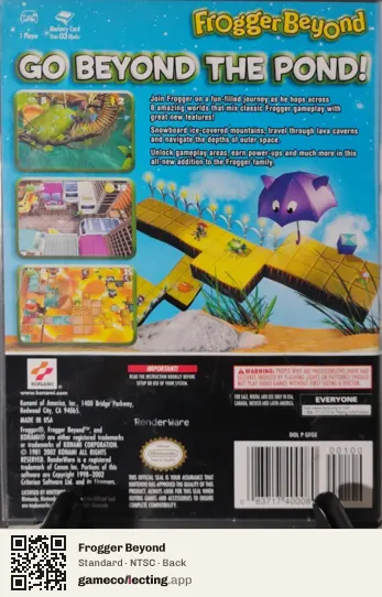 Frogger Beyond Nintendo GameCube, NTSC box back
