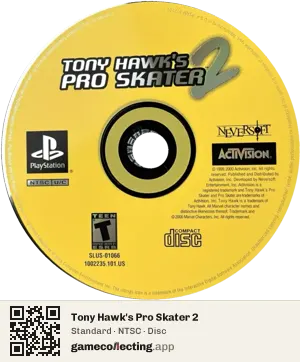 Tony Hawk's Pro Skater 2 PlayStation, NTSC disc
