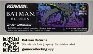 Batman Returns Super Nintendo Entertainment System, Asia cartridge label