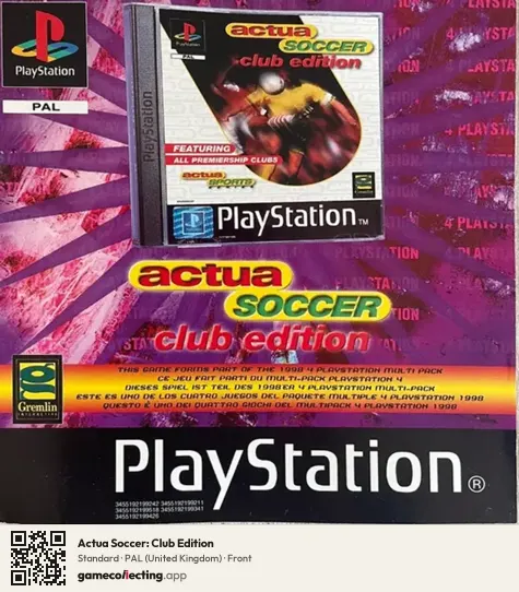 Actua Soccer: Club Edition PlayStation, United Kingdom box front
