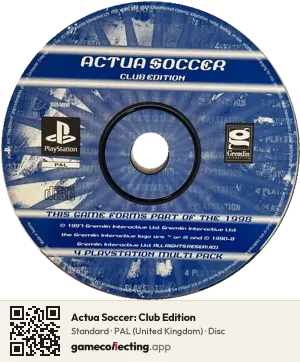 Actua Soccer: Club Edition PlayStation, PAL disc
