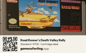 Road Runner's Death Valley Rally Super Nintendo Entertainment System, NTSC cartridge label